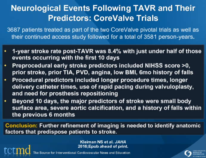 Timing, Risk Factors, Outcomes of Stroke, TIA after TAVR: PARTNER Trial