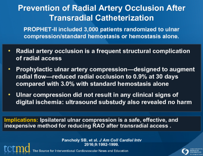 Prevention of Radial Artery Occlusion After Transradial Catheterization