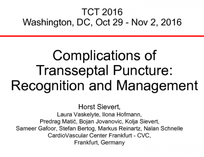 Complications of Transseptal Puncture: Recognition and Management