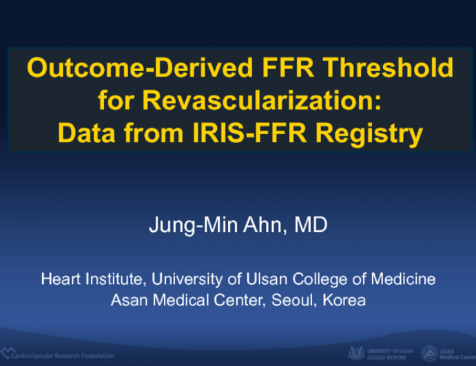 Outcome-Derived FFR Threshold for Revascularization: Data From the IRIS FFR Registry (N=7,013)