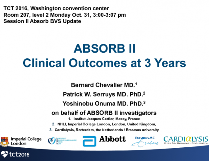 ABSORB II Clinical Outcomes at 3 Years