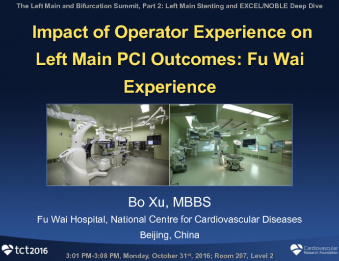 Impact of Operator Experience on Left Main PCI Outcomes: Fu Wai Experience