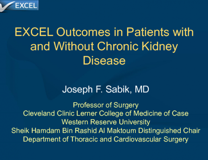 EXCEL Outcomes in Patients With and Without Chronic Kidney Disease