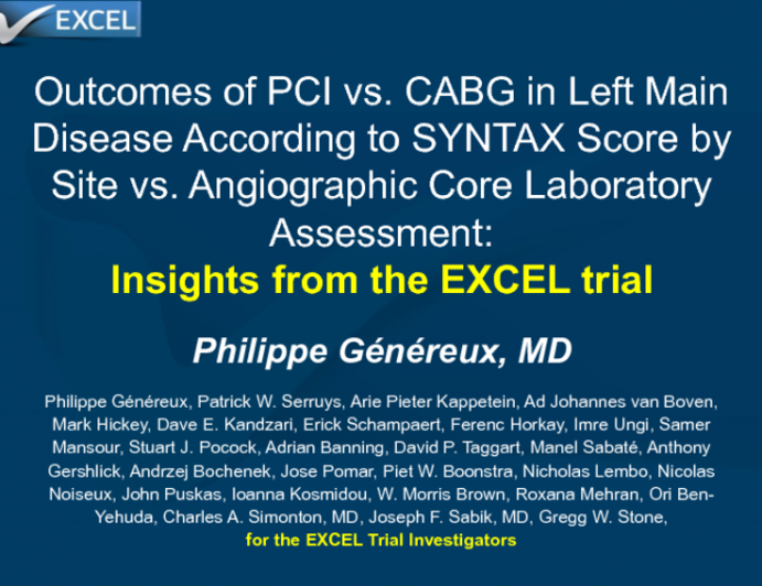 Site-reported vs Core Lab Syntax Scores: Discordance and Impact on Outcomes After PCI vs CABG in EXCEL