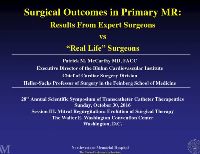 Surgical Outcomes in Primary MR: Results From Expert Surgeons vs “Real Life” Surgeons