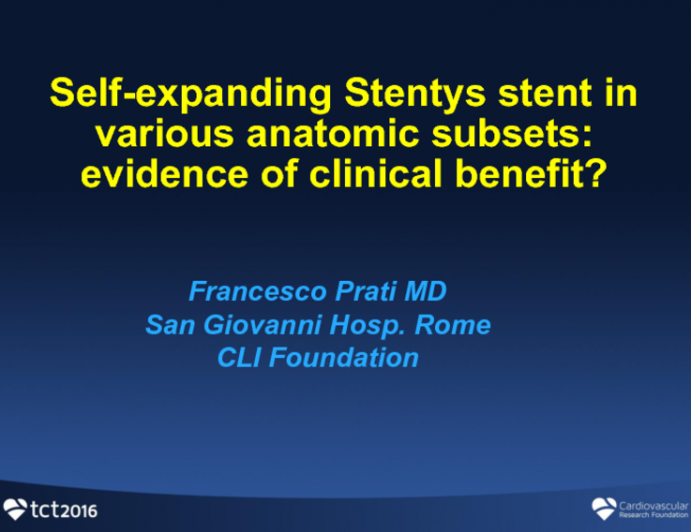 Self-Expanding Stentys Stent In Various Anatomic Subsets: Evidence Of Clinical Benefit?