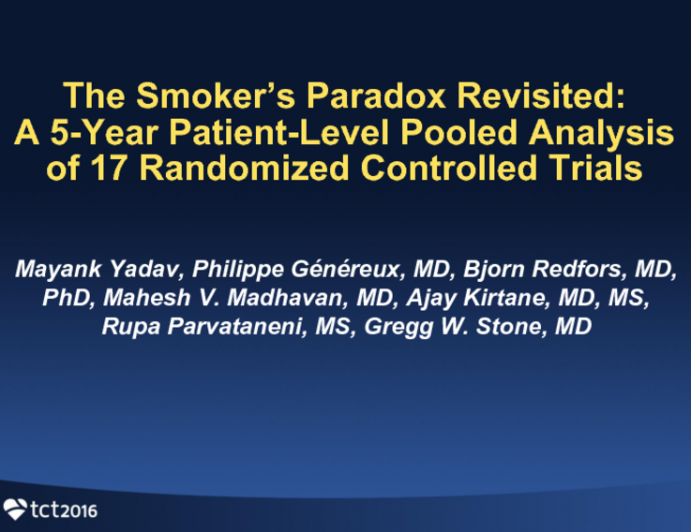 The Smoker's Paradox Revisited: A Five-Year Patient-Level Pooled Analysis of 17 Randomized Controlled Trials