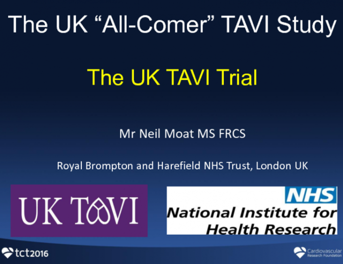 Low-Risk Studies: Design and Updates I - The UK All-Comer TAVI Study