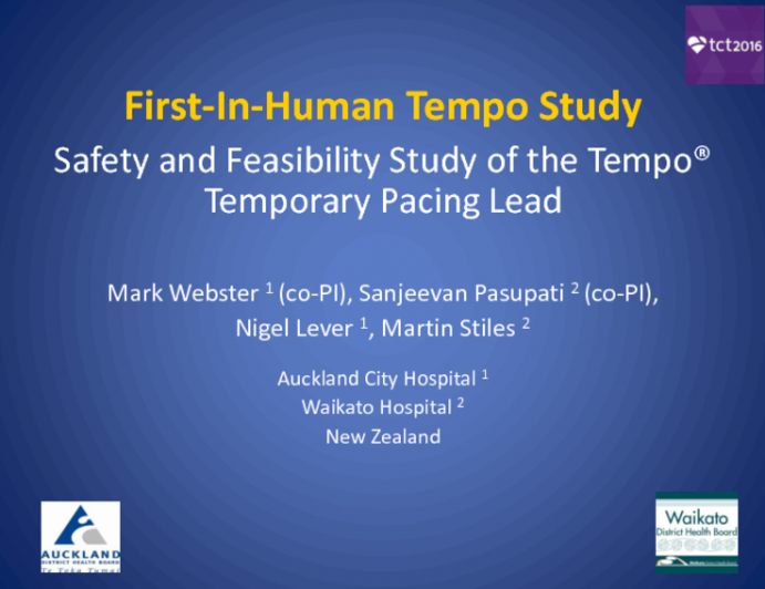 First-In-Human Experience With a Novel Active Fixation Temporary Pacing Lead: Safety and Efficacy of the Tempo Lead