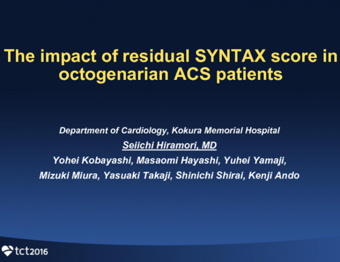 TCT 4: The Impact of Residual Syntax Score in Octogenarian ACS Patients