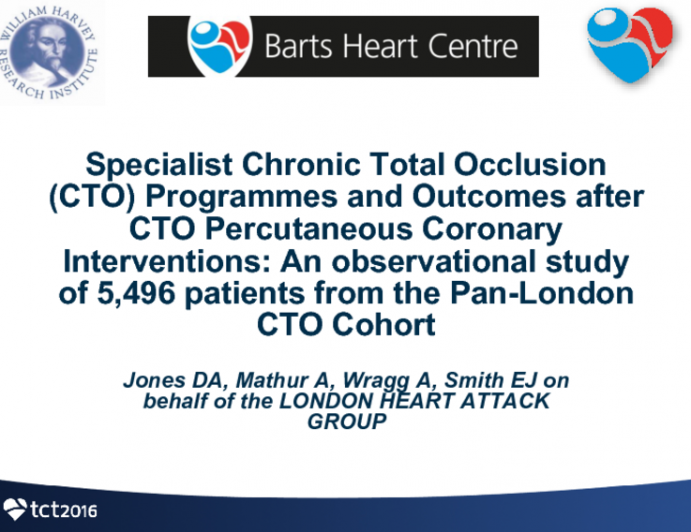 TCT 14: Specialist Chronic Total Occlusion (CTO) Programmes and Outcomes After CTO Percutaneous Coronary Interventions: An Observational Study of 5,496 Patients From the Pan-London CTO Cohort