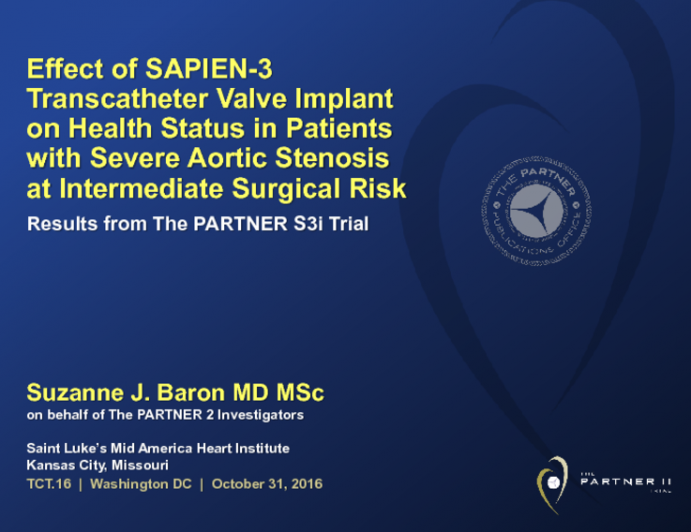 Title Effect of Sapien-3 Transcatheter Valve Implant on Health Status in Patients with Severe Aortic Stenosis at Intermediate Surgical Risk: Results from the PARTNER S3i Trial
