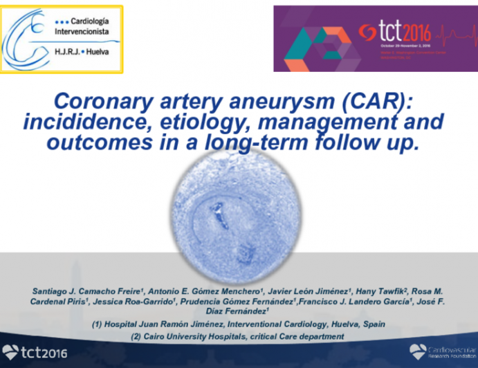 TCT 46: Coronary Artery Aneurysms: Incididence, Etiology, Management, and Outcomes in a Long-term Follow-up