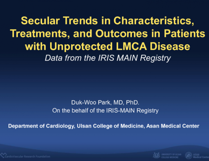 TCT 47: Secular Trends in Characteristics, Treatments, and Outcomes in Patients With Unprotected Left Main Coronary Artery Disease Over Two Decades