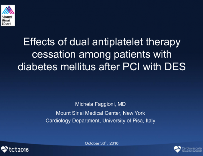 TCT 66: Effects of Dual Antiplatelet Therapy Cessation Among Patients With Diabetes Mellitus After PCI With DES