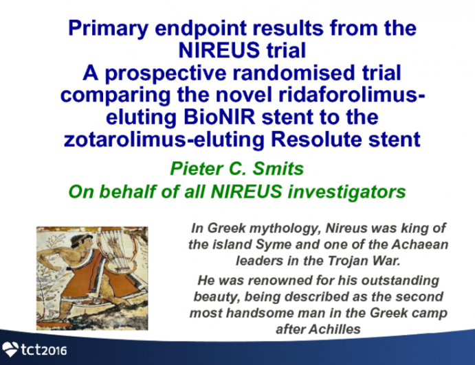 TCT 71: The NIREUS Randomized Trial: One-Year Results of the BioNIR Ridaforolimus-Eluting Coronary Stent System (BioNIR) European Angiography Study