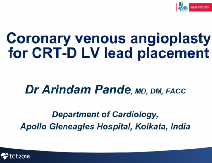 Coronary Venous Angioplasty for CRT-D LV Lead Placement