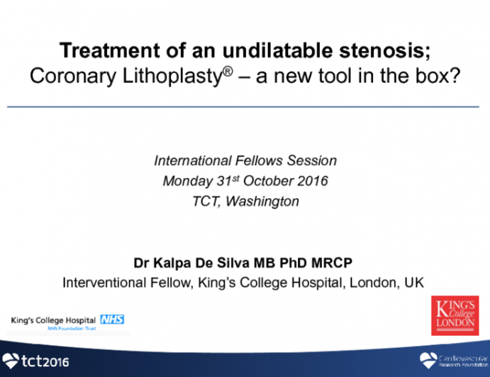 Treatment of an Undilatable Stenosis; Coronary Lithoplasty - A New Tool in the Box?
