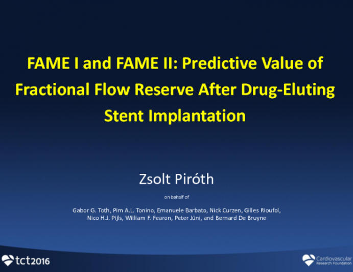 FAME I and FAME II: Predictive Value of Fractional Flow Reserve After Drug-Eluting Stent Implantation