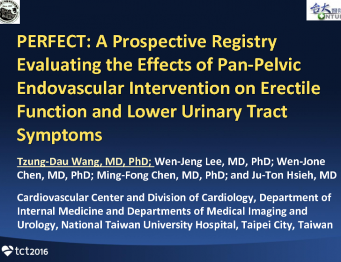 PERFECT: A Prospective Registry Evaluating the Effects of Pan-Pelvic Endovascular Intervention on Erectile Function and Lower Urinary Tract Symptoms