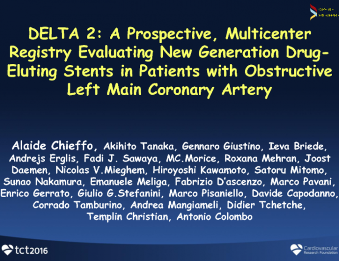 DELTA 2: A Prospective, Multicenter Registry Evaluating New Generation Drug-Eluting Stents in Patients with Obstructive Left Main Coronary Artery Disease