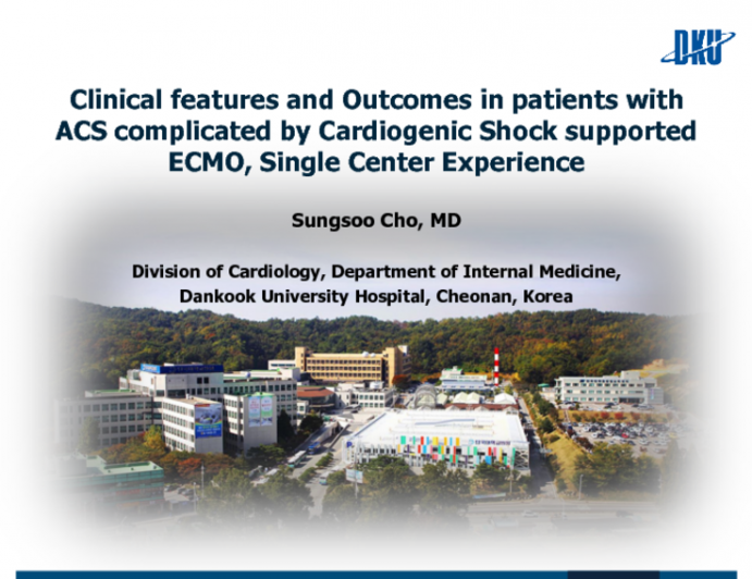 TCT 115: Clinical features and Outcomes in Patients with Acute Coronary Syndrome Complicated by Cardiogenic Shock Supported with Extracorporeal Membrane Oxygenation, Single Center Experience