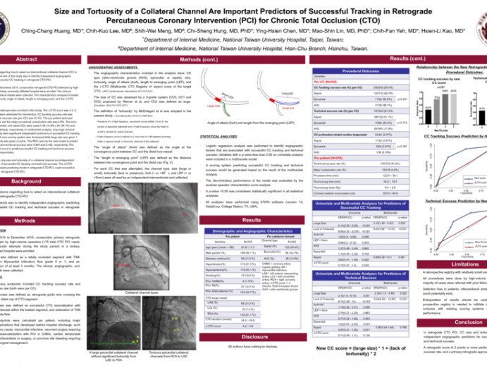 TCT 274: Size And Tortuosity of A Collateral Channel Are Important Predictors of Successful Tracking in Retrograde Percutaneous Coronary Intervention (PCI) For Chronic Total Occlusion (CTO)