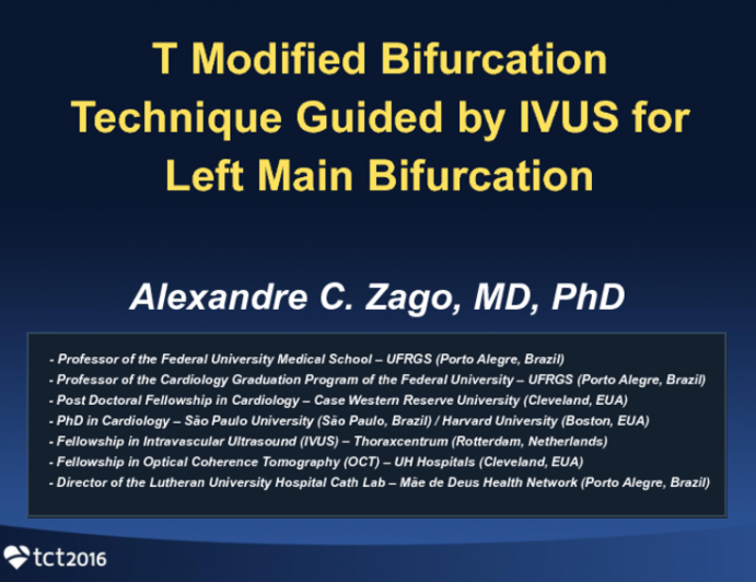 TCT 1272: T Modified Bifurcation Technique Guided by IVUS for Left Main Bifurcation