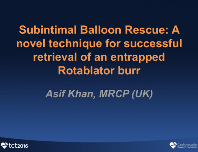 TCT 1239: Subintimal Balloon Rescue: A Novel Technique for Successful Retrieval of an Entrapped Rotablator Burr