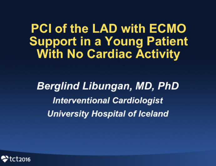 TCT 1013: PCI of the LAD With ECMO Support in a Young Patient With No Cardiac Activity