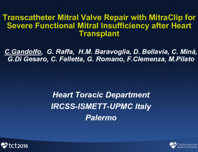 Transcatheter Mitral Valve Repair With MitraClip for Severe Functional Mitral Insufficiency After Heart Transplant