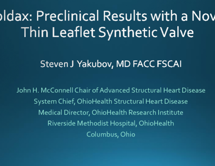 Foldax: Preclinical Results With a Novel Thin-leaflet Synthetic Valve