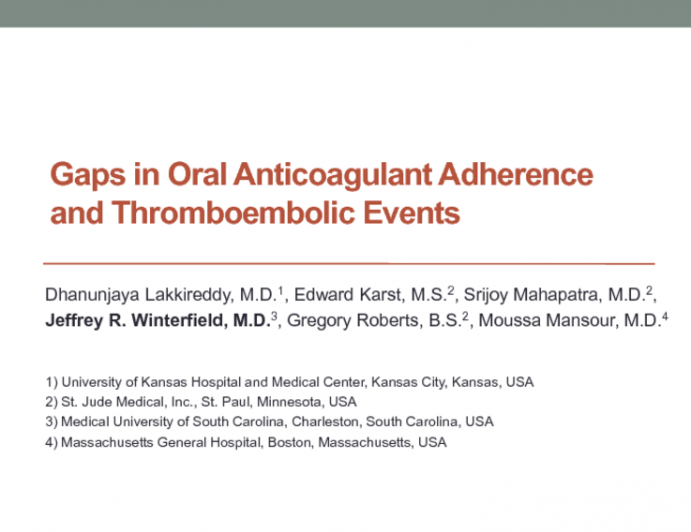 TCT 53: Thromboembolic Event Rate Is Elevated With Lower Adherence to Warfarin and NOACs