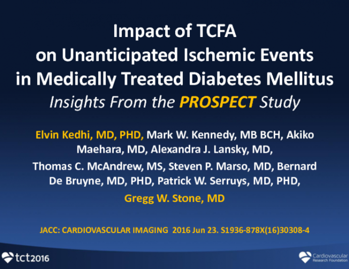 TCT 94: Impact of Thin-Cap Fibroatheromas on Unanticipated Ischemic Events in Medically Treated Patients With Diabetes Mellitus: Insights From the PROSPECT Study