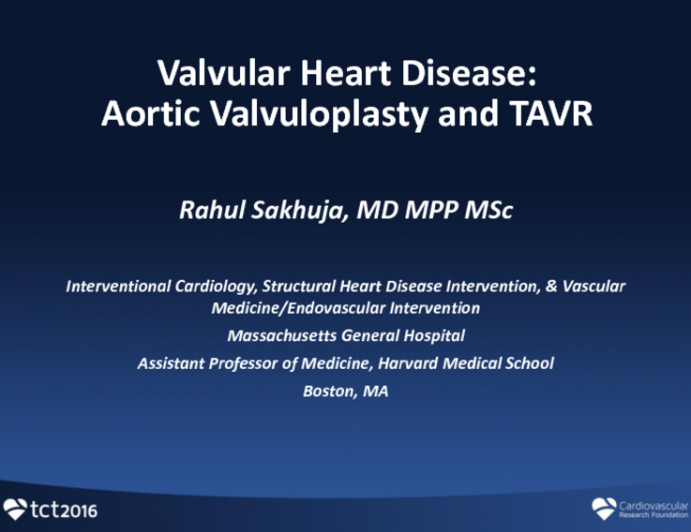 Valvular Heart Disease I: Aortic Stenosis - Valvuloplasty and TAVR