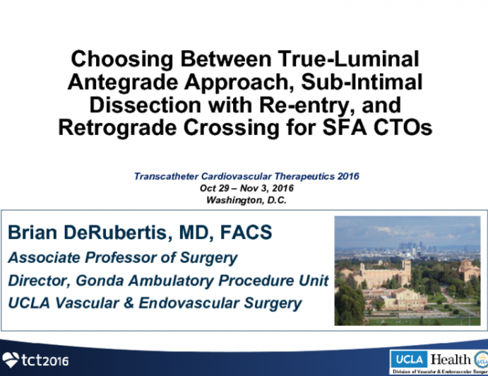 SFA CTO Crossing Techniques: Choosing Between Intraluminal Crossing, Antegrade Subintimal Dissection With Re-entry, and Retrograde SFA Access