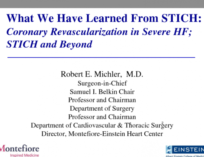 Coronary Revascularization in Severe Heart Failure: STICH and Beyond
