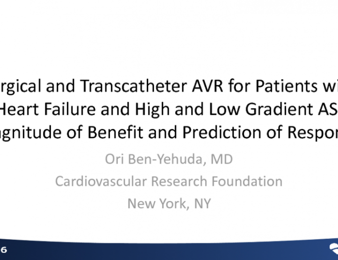 Surgical and Transcatheter Aortic Valve Replacement for Patients With Heart Failure and High and Low Gradient Aortic Stenosis: Magnitude of Benefit and Prediction of Responders