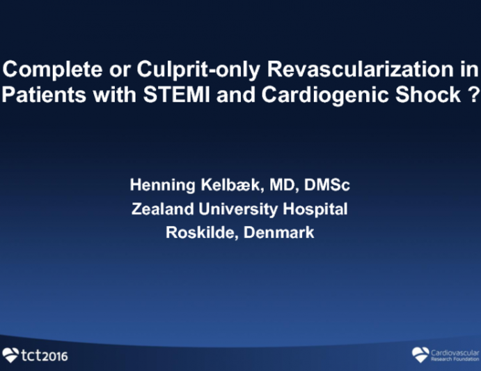 Multivessel CAD in STEMI Patients With Shock: Complete Revascularization or Culprit Only?