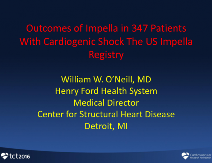 Outcomes of Impella in 347 Patients With Cardiogenic Shock: The US Impella Registry