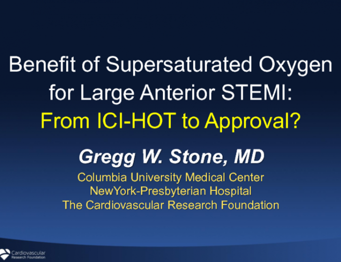 Benefit of Supersaturated Oxygen for Large Anterior STEMI: From ICI-HOT to Approval?