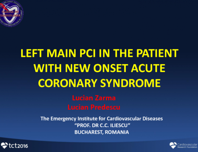 Romania Presents: Left Main PCI in the Patient With New Onset ACS