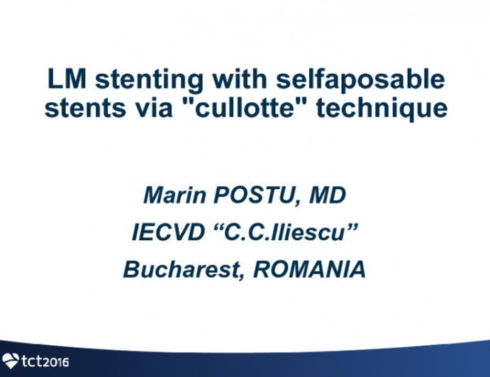 Romania Presents: A Case of Distal Left Main PCI With Self-aposable Stents Using the “Cullotte Technique”