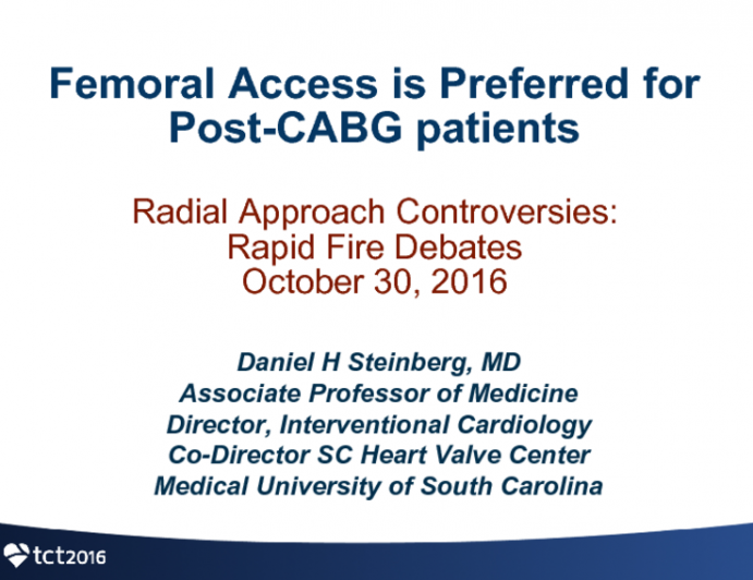 Debate - Is the Radial Approach Preferred for Patients With Prior CABG? Femoral Access Is Preferred in Patients With Prior CABG!