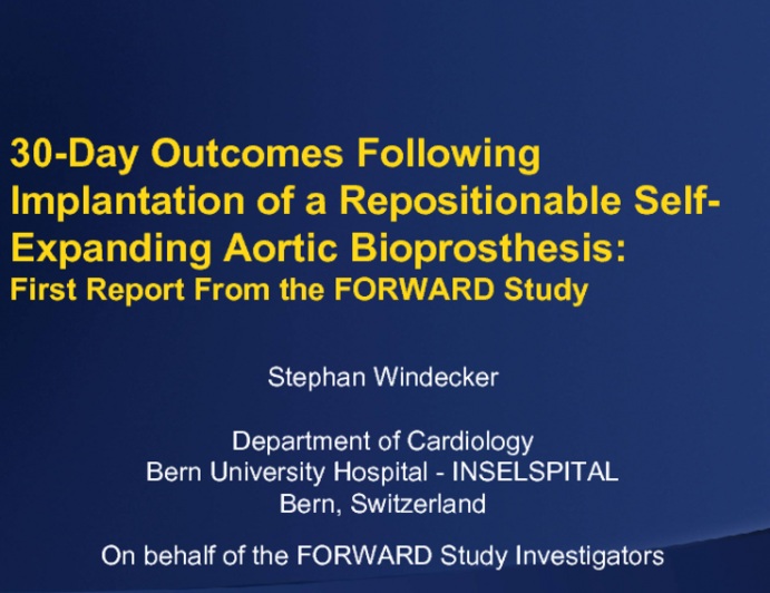 FORWARD: Multicenter, Prospective Registry Evaluating a Repositionable Self-Expanding Aortic Bioprosthesis in Patients with Severe Aortic Stenosis