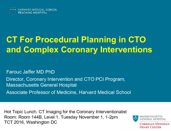 CT For Procedural Planning in CTO and Complex Coronary Interventions