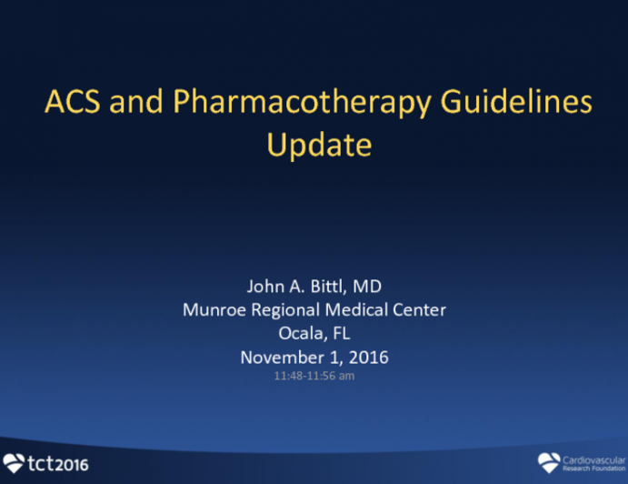 ACS and Pharmacotherapy Guidelines Update