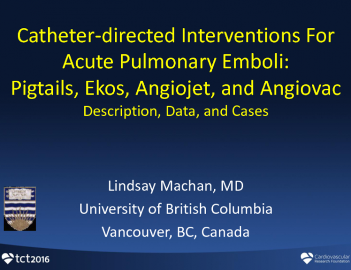 Catheter-directed Interventions For Acute Pulmonary Emboli: Pigtails, Ekos, Angiojet, and Angiovac- Description, Data, and Cases