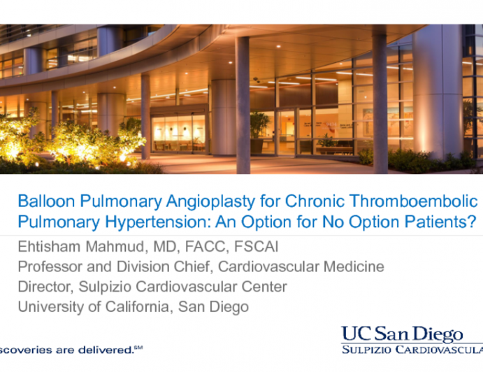 Pulmonary Artery Angioplasty for Chronic Pulmonary Thromboembolic Disease: An Option for No Option Patients?