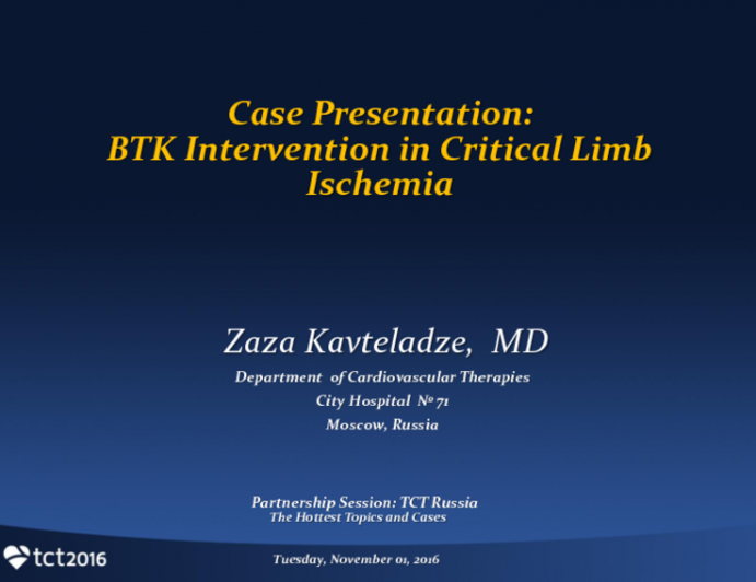 Case Presentation: BTK Intervention in Critical Limb Ischemia